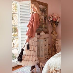 NWT - Blu Pepper - Dark Rose Balloon Sleeve Blouse